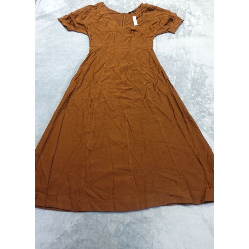 NWT Madewell Womens Size 00 Cinnamon Stick V Neck Seamed Midi Dress